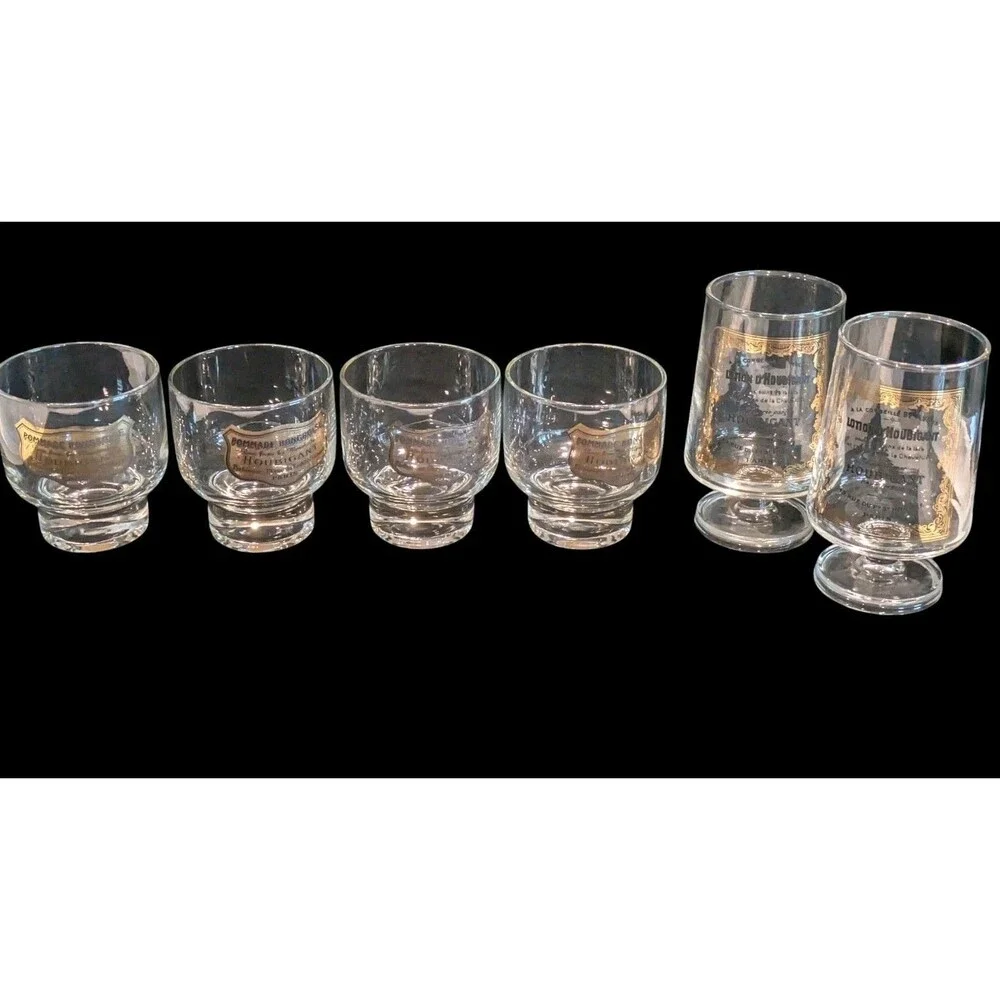 6 Vintage French Pommade Houbigant Parfumerie Paris Advertising Cocktail Glasses